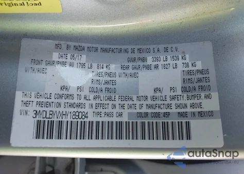 2017 Toyota Yaris Ia из США, поврежденный, VIN 3MYDLBYVXHY189084